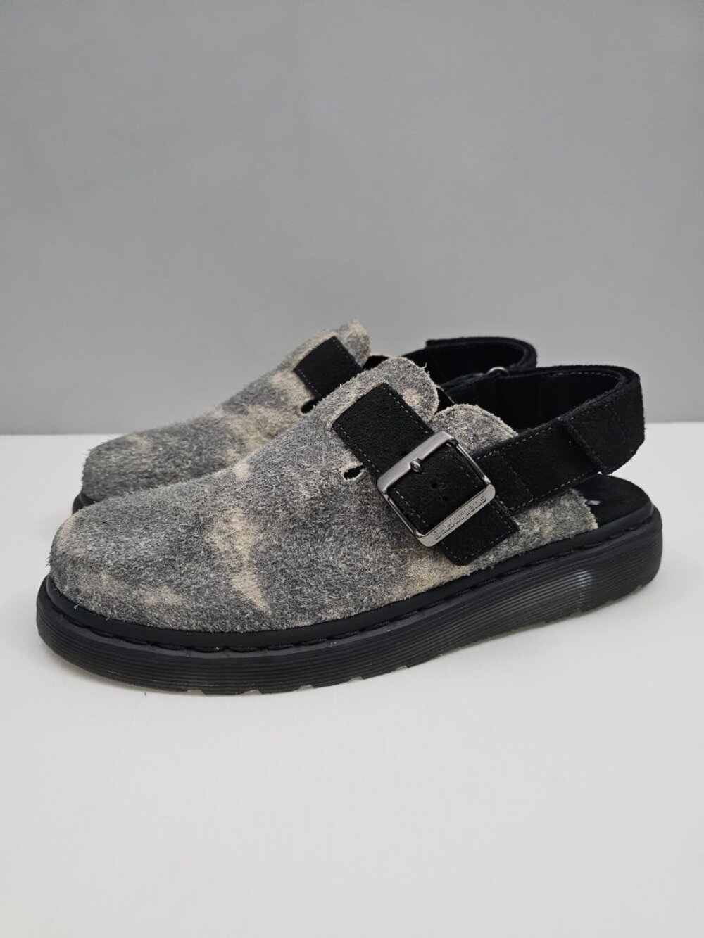 Dr Martens Jorge II Slingback Clogs Womens 10 Gray Stonewashed Suede Platform